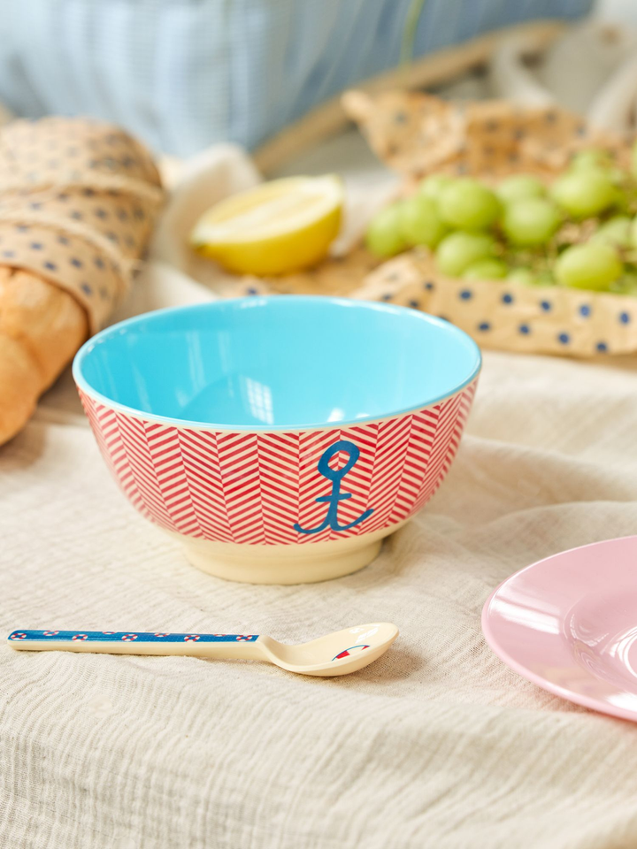 Medium Melamine Bowl - Anchor Print - Rice By Rice