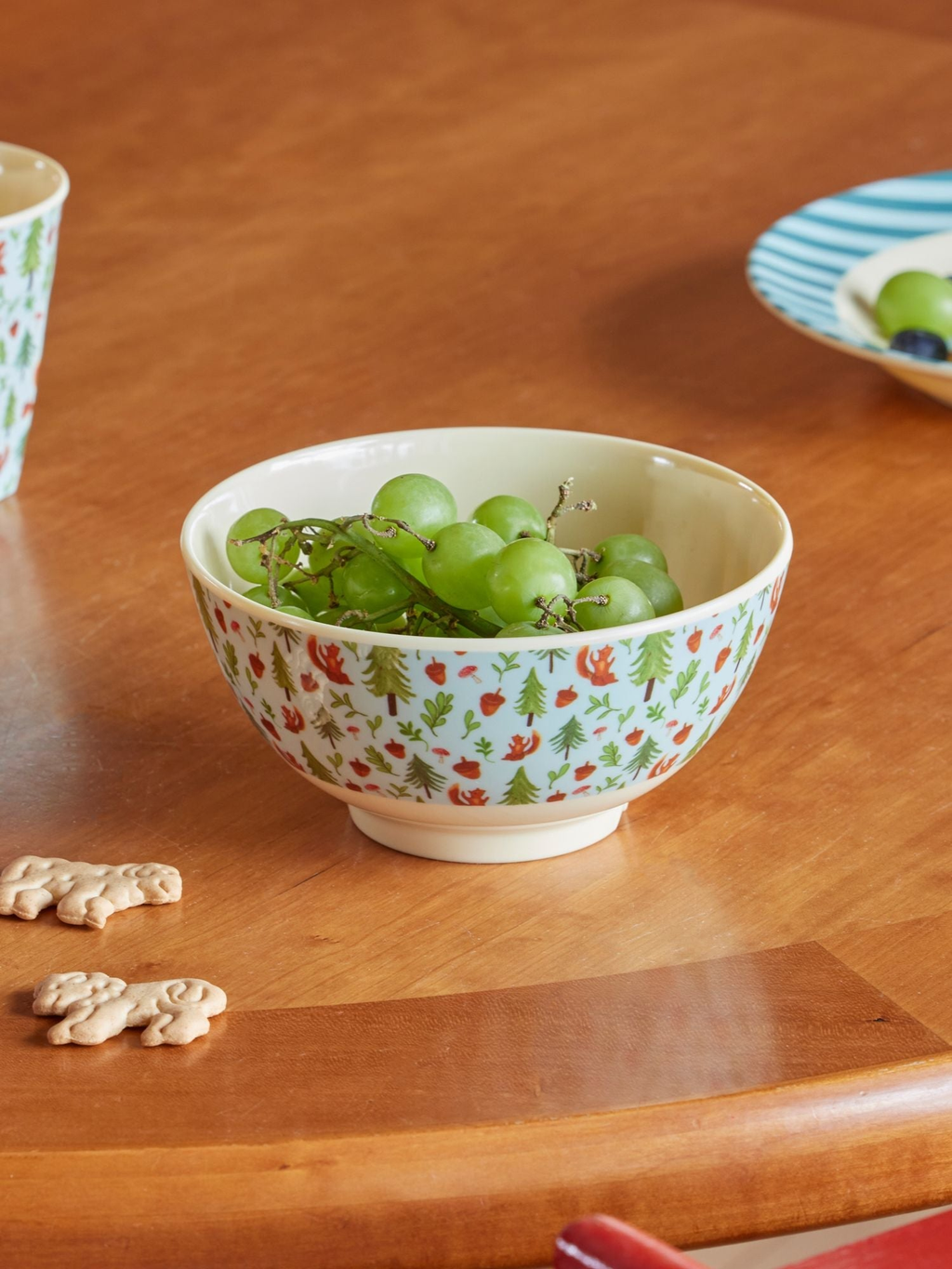 Medium Melamine Bowl - Blue Happy Forest Print - Rice By Rice