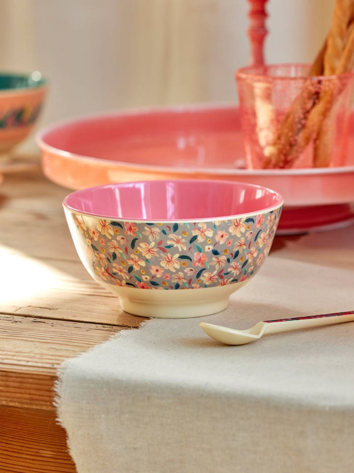 Medium Melamine Bowl - Small Sandy Flower Print - Rice By Rice