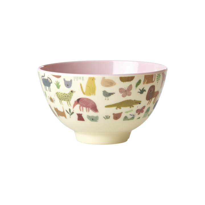 Medium Melamine Bowl - Pink - Sweet Jungle Print - Rice By Rice