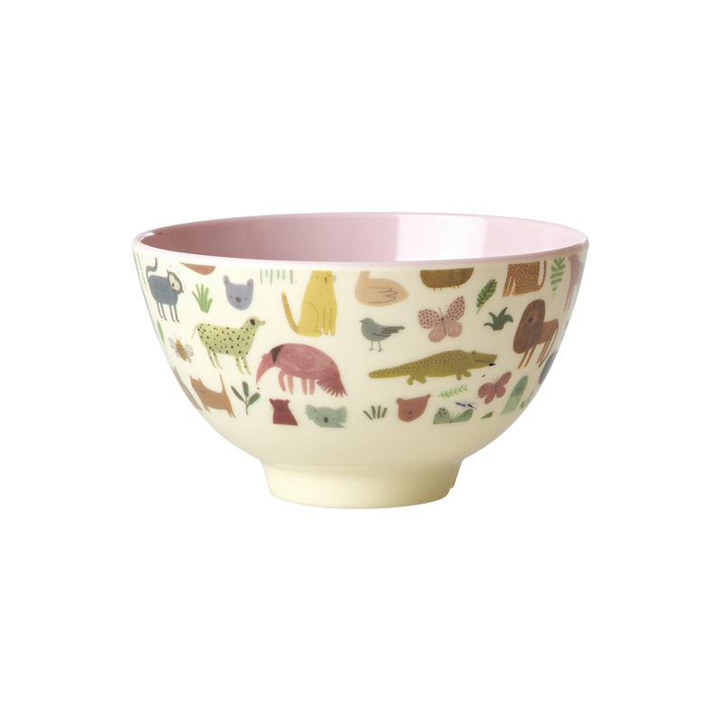 Small Melamine Bowl - Pink - Sweet Jungle Print - Rice By Rice