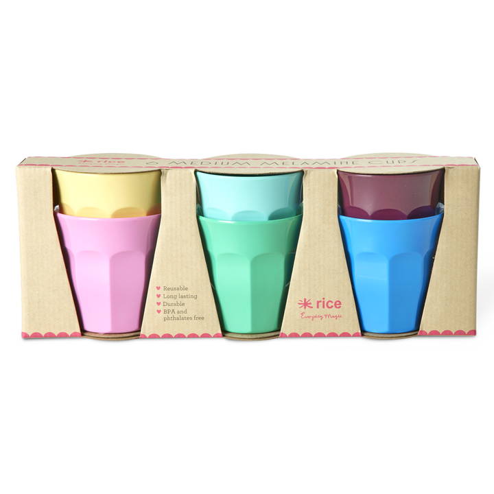 Set of Medium Melamine Cups - Show Your True Colors Set of 6 Cups - Rice By Rice