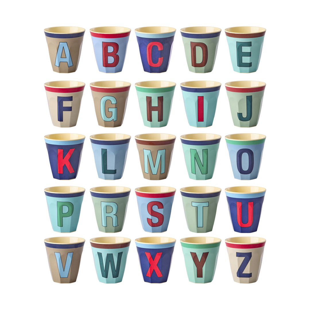 Melamine Full Alphabet - Vintage Blue - One of Each Letter - 25 pcs - Rice By Rice