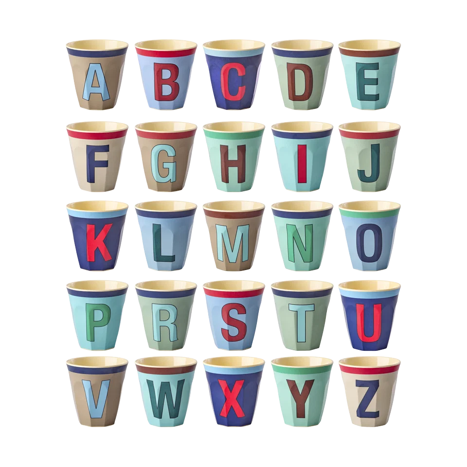 Medium Cup - Pink - Full Alphabet - Vintage - Rice By Rice