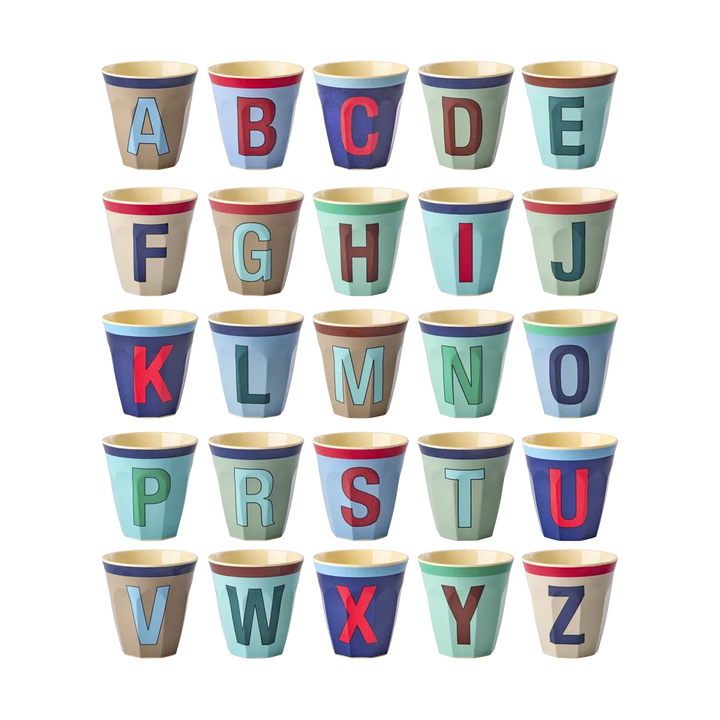 Medium Cup - Pink - Full Alphabet - Vintage - Rice By Rice