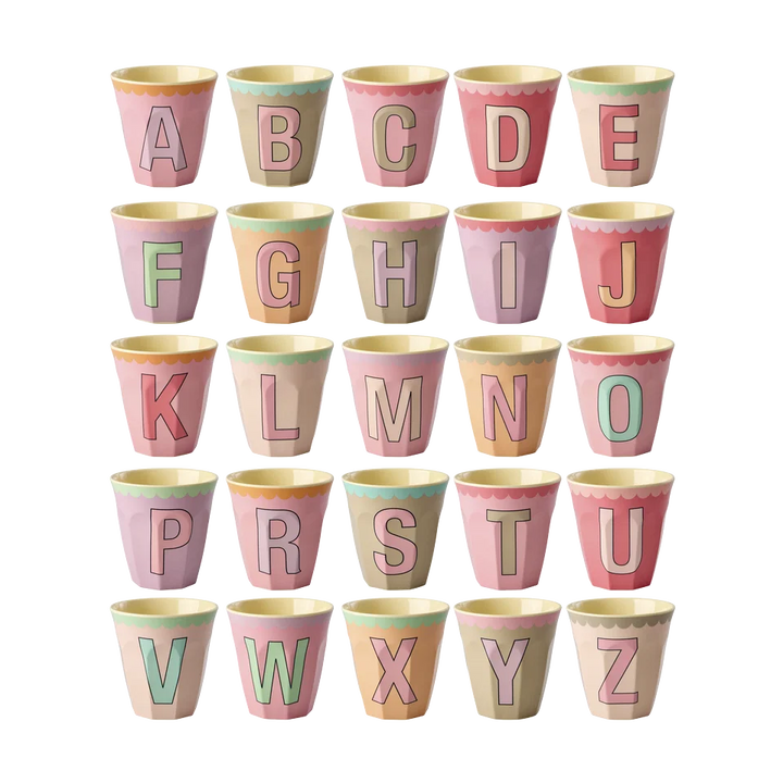 Medium Cup - Pink - Full Alphabet - Vintage - Rice By Rice
