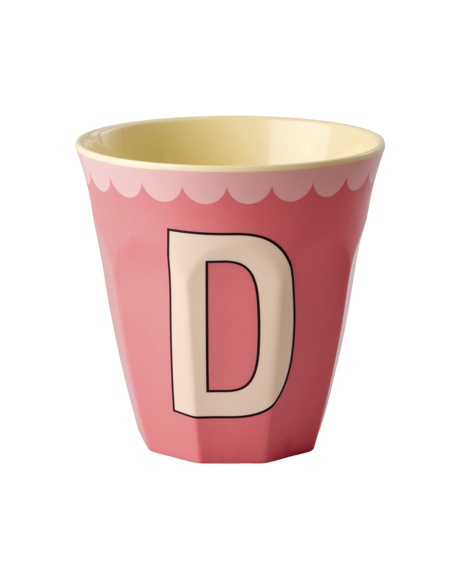 Melamine Cup with the Letter D - Vintage - Salmon - Medium - 8.45 oz
