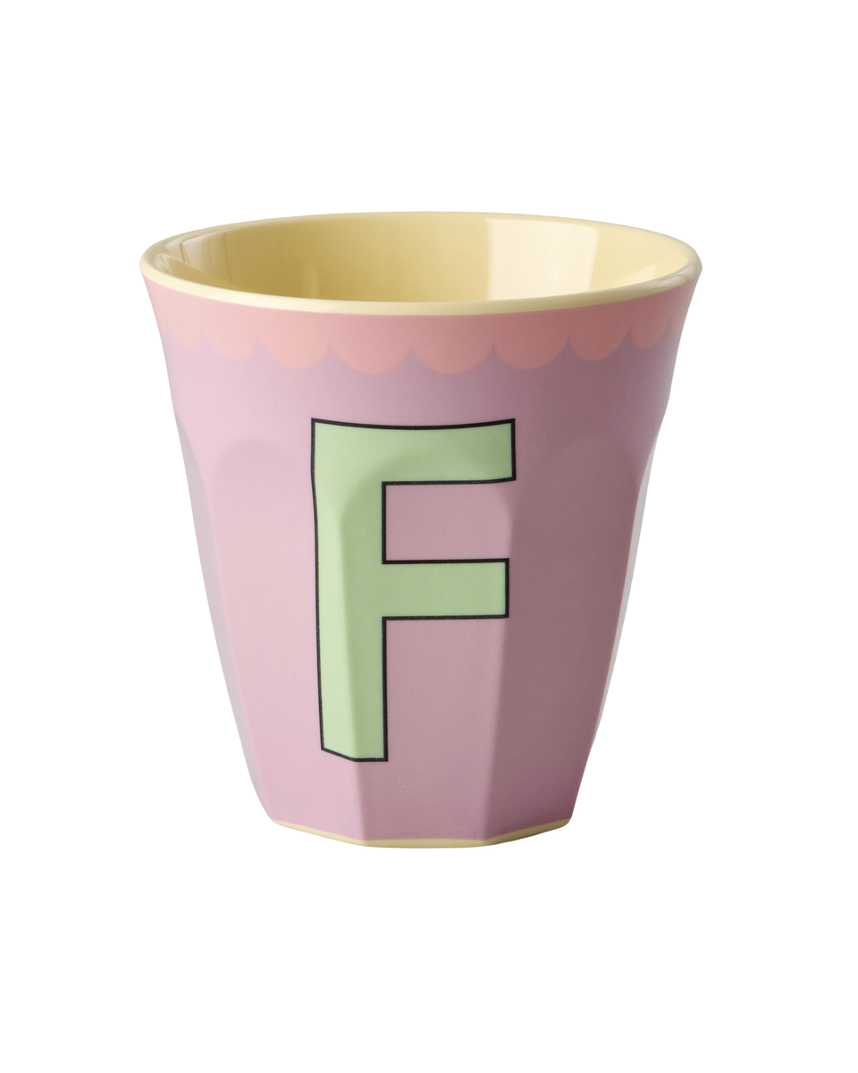 Melamine Cup with the Letter F - Vintage - Lavender - Medium - 8.45 oz
