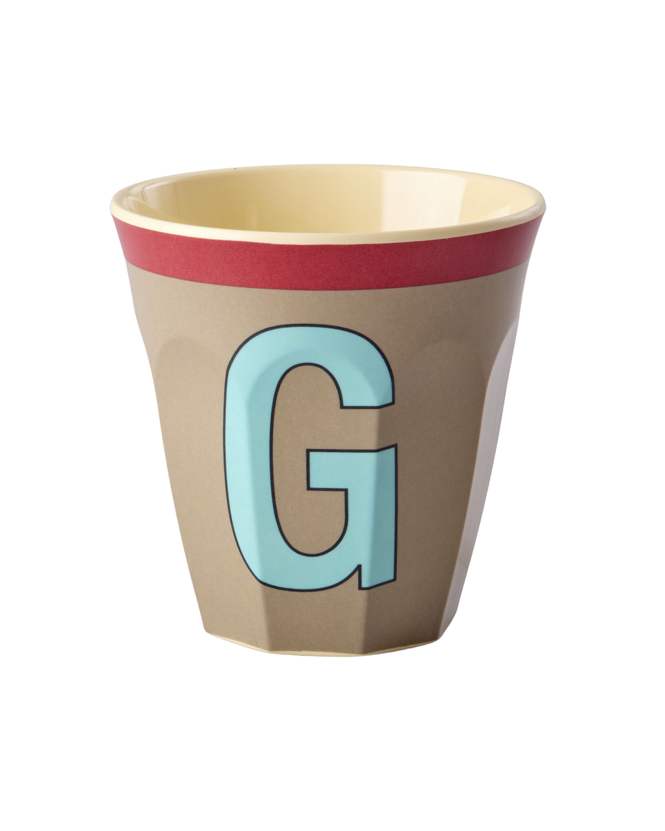 Melamine Cup with the Letter G - Vintage - Dark Beige - Medium - 8.45 oz