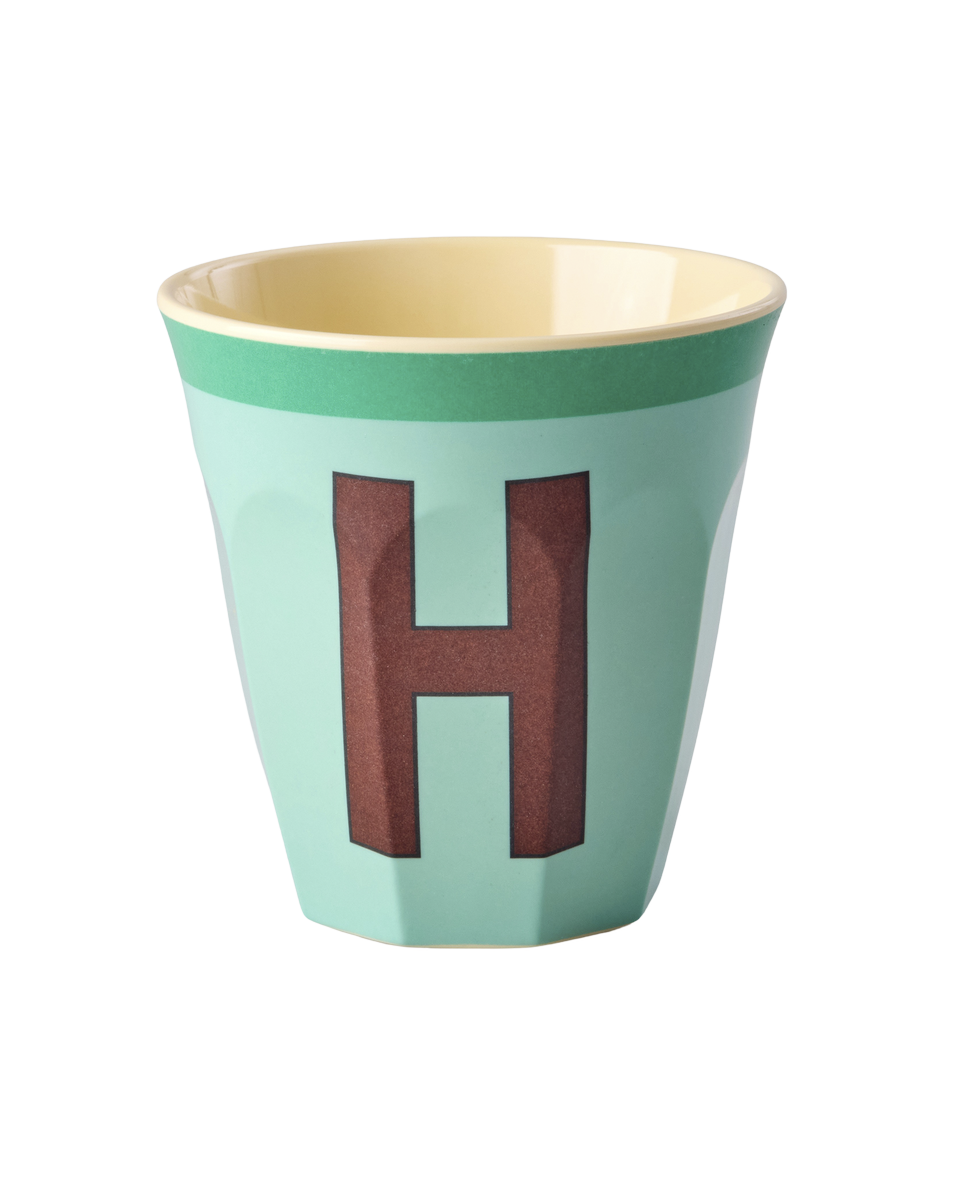 Melamine Cup with the Letter H - Vintage - Mint Green - Medium - 8.45 oz