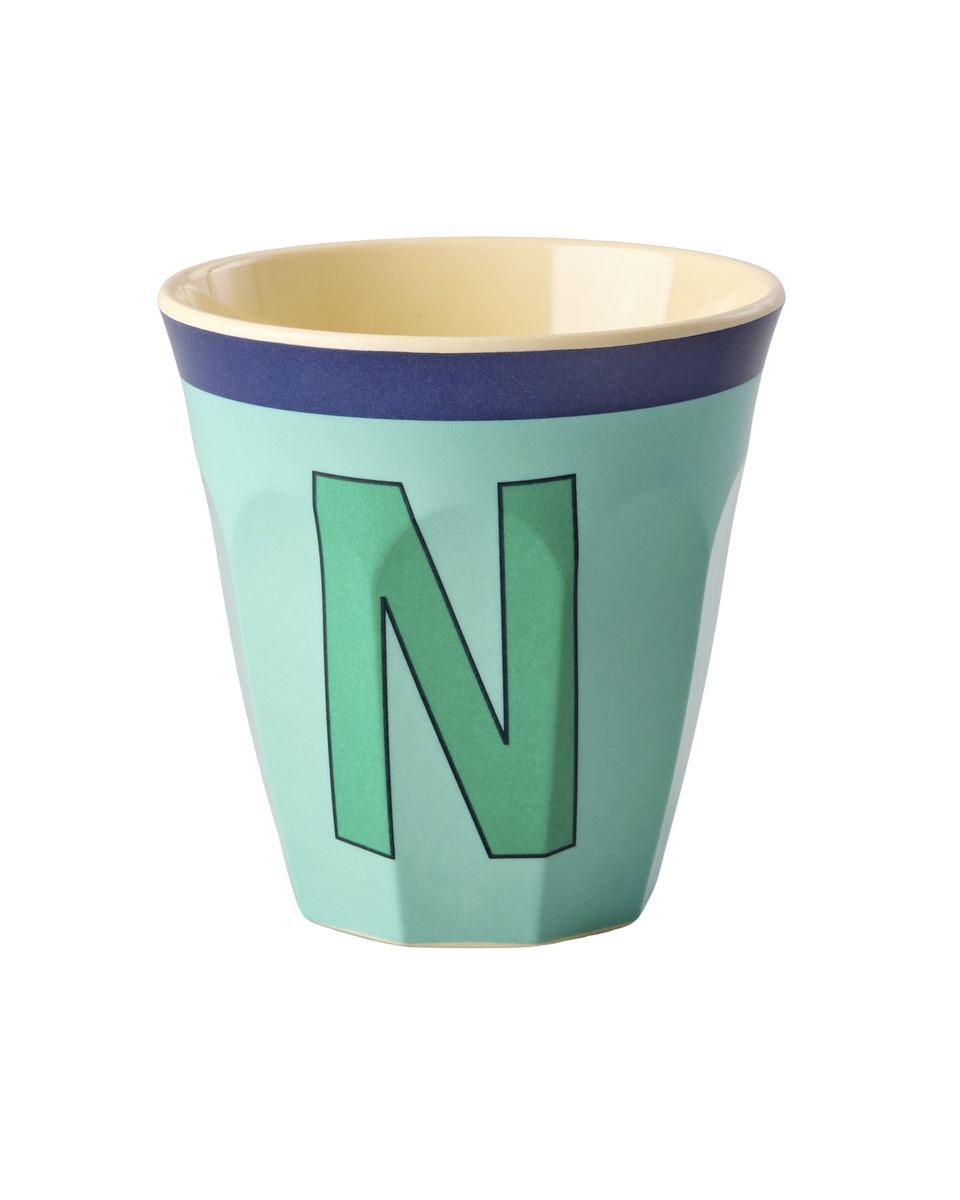Melamine Cup with the Letter N - Vintage - Mint Green - Medium - 8.45 oz