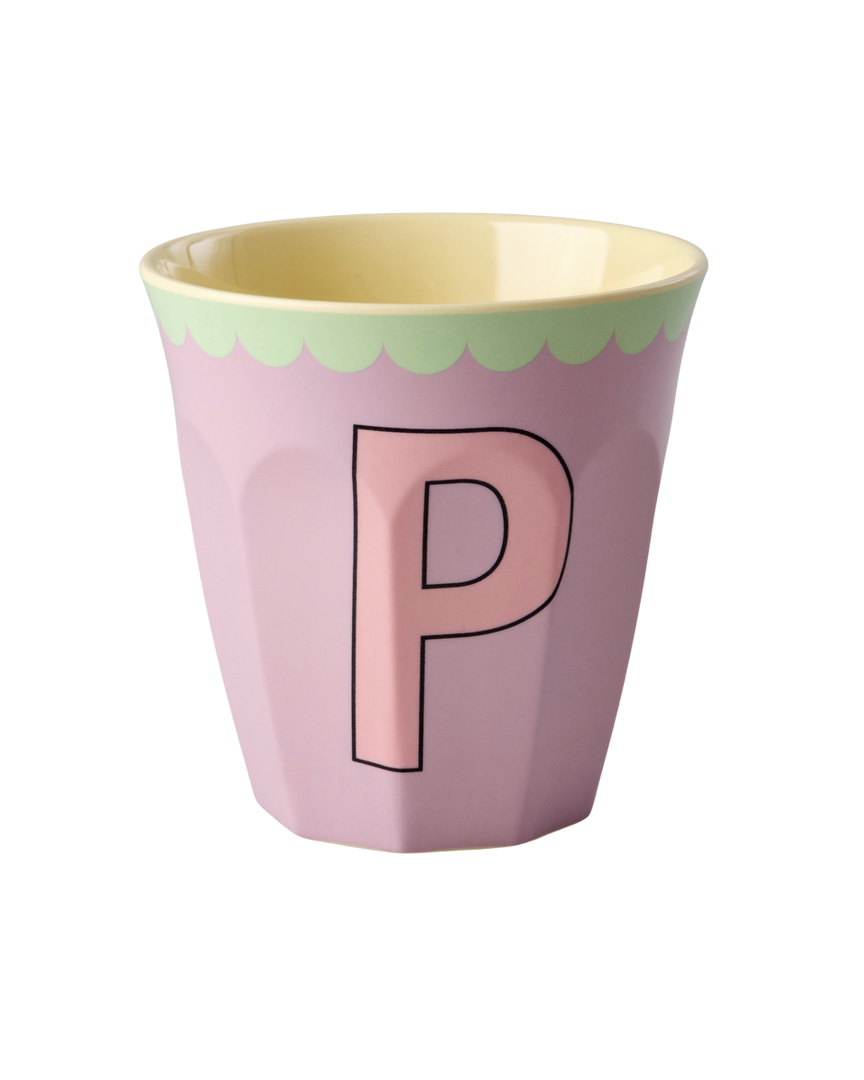 Melamine Cup with the Letter P - Vintage - Lavender - Medium - 8.45 oz