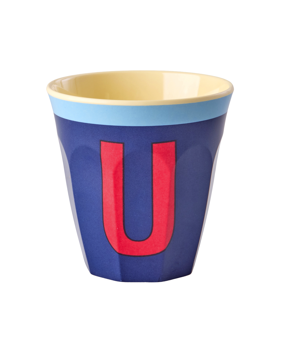 Melamine Cup with the Letter U - Vintage - Royal Blue - Medium - 8.45 oz