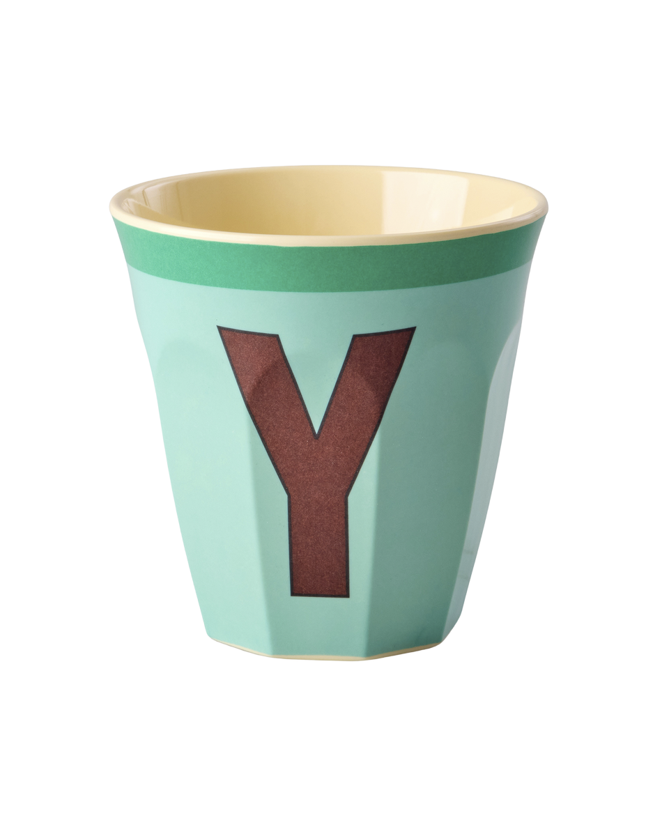 Melamine Cup with the Letter Y - Vintage - Mint Green - Medium - 8.45 oz