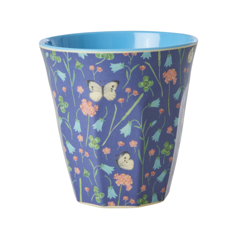 Medium Melamine Cup - Blue - Butterfly Field Print - Rice By Rice