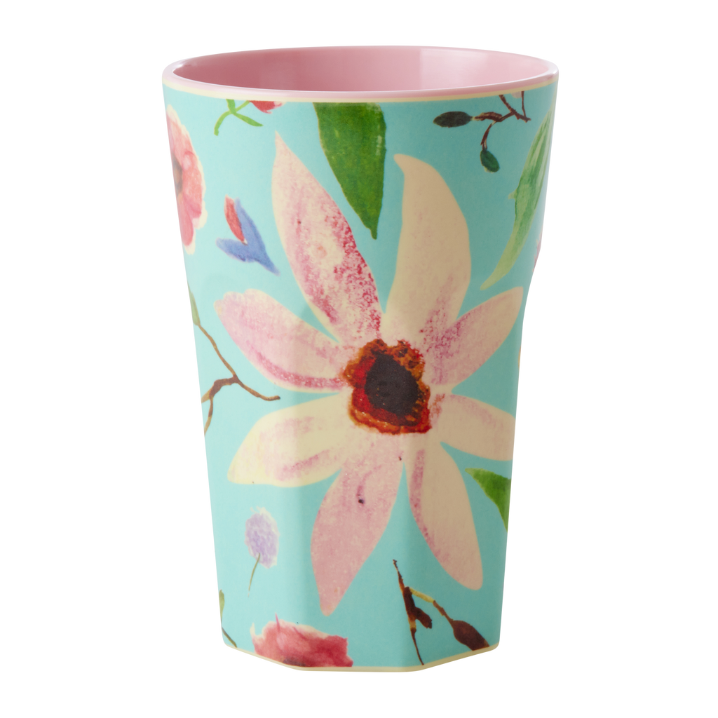 Melamine Tall Cup - Mint Selma Flower Print - Rice By Rice