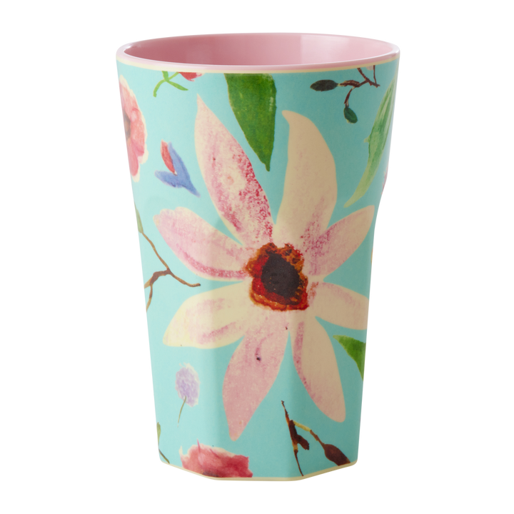 Melamine Tall Cup - Mint Selma Flower Print - Rice By Rice