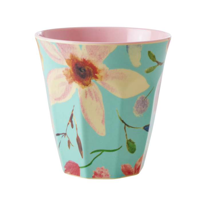 Medium Cup - Mint Selma Flower Print - Rice By Rice