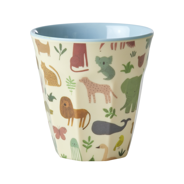 Medium Melamine Cup - Blue - Sweet Jungle Print - Rice By Rice