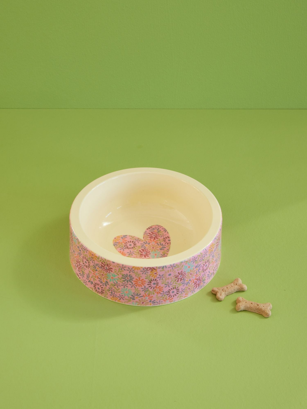 Round Pet Bowl - Pink - Flower Print - Rice By Rice