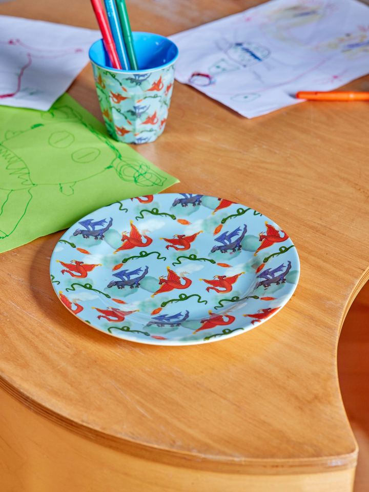 Melamine Kids Lunch Plate | Dragon Print - Rice By Rice