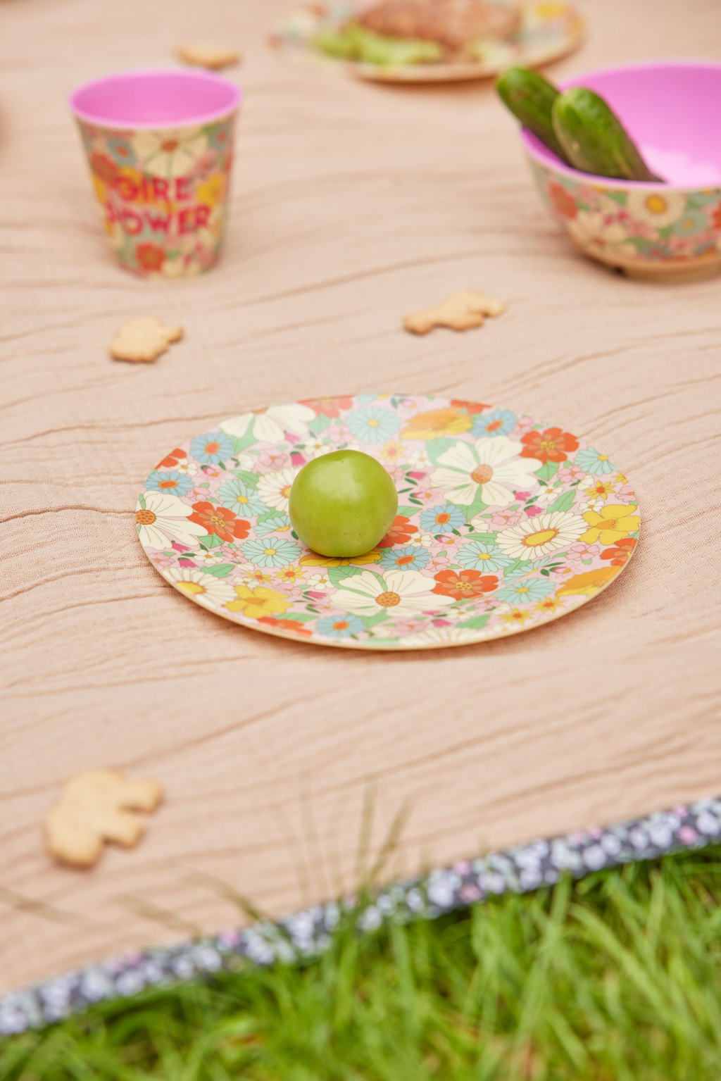 Melamine Kids Lunch Plate | Flower Power Print - Rice By Rice