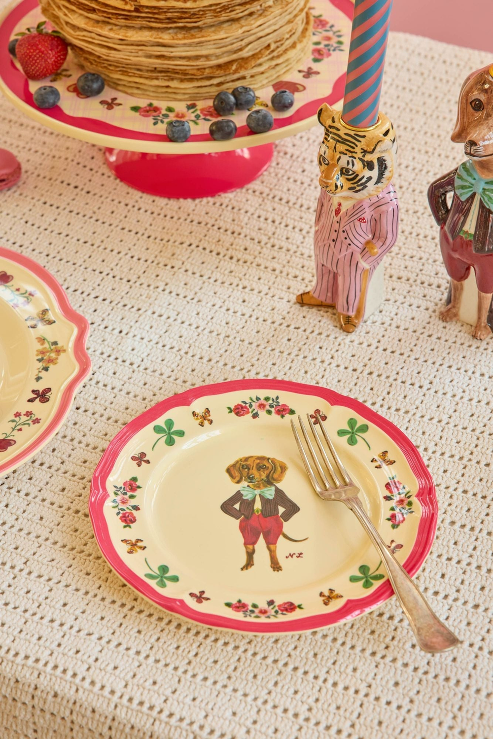 Melamine Vintage Side Plate with Nathalie Lété Print - Red - Rice By Rice