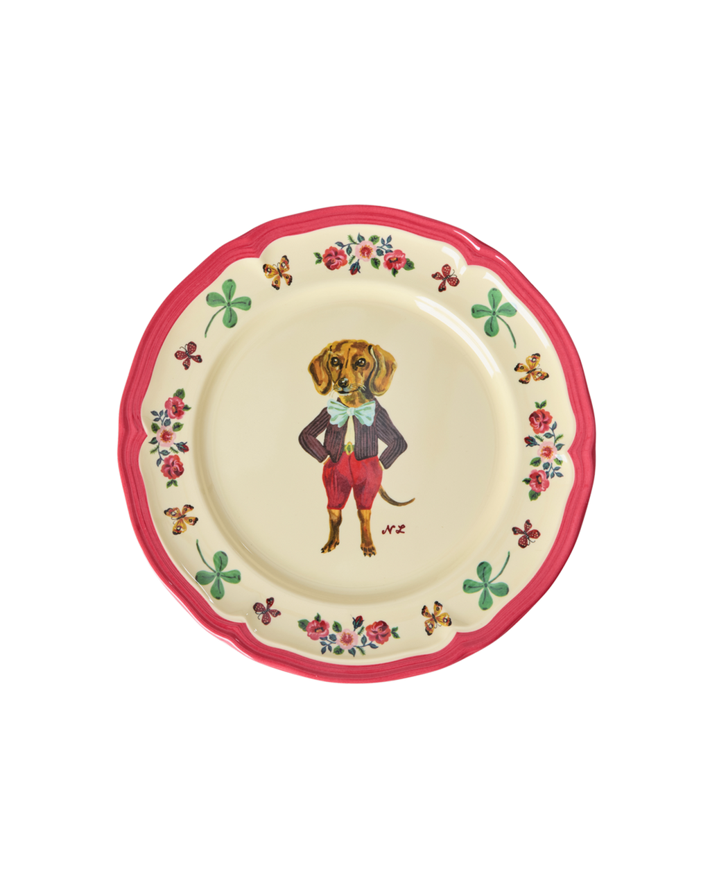 Melamine Vintage Side Plate with Nathalie Lété Print - Red - Rice By Rice