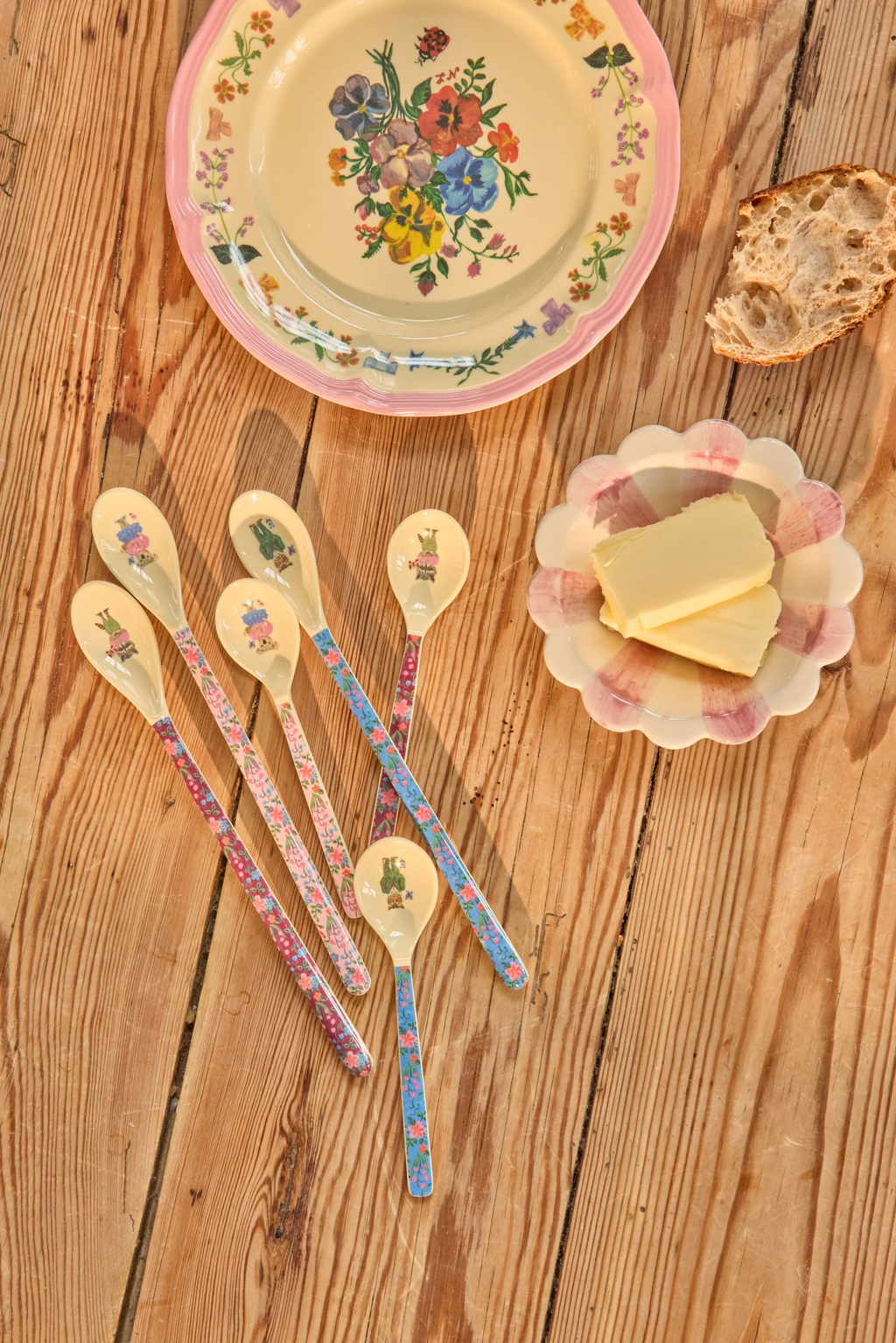 Vintage Lunch Plate with Nathalie Lété Print - Pink - Rice By Rice