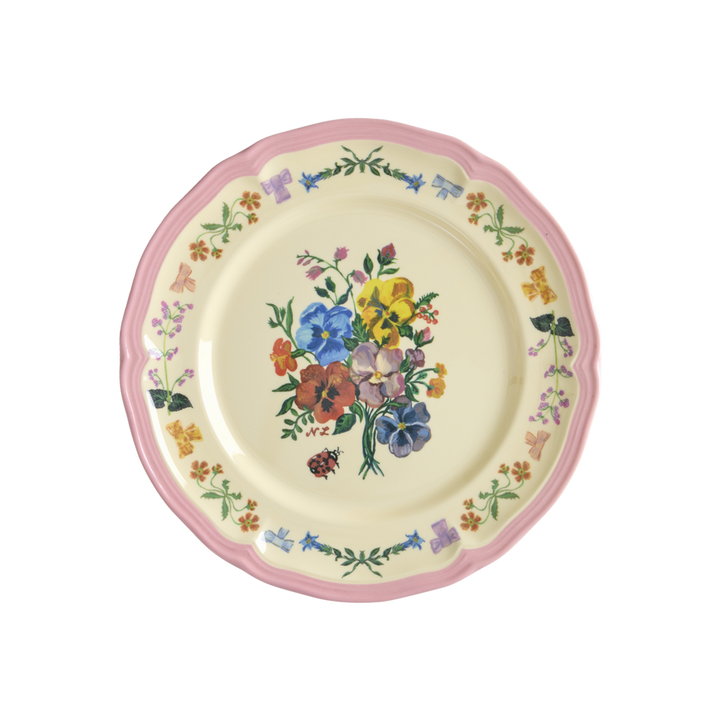 Vintage Lunch Plate with Nathalie Lété Print - Pink - Rice By Rice