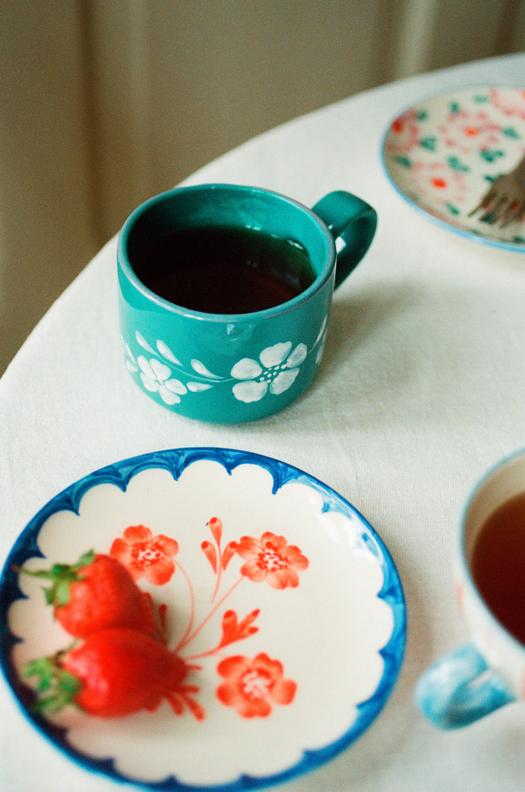 Ceramic Cake Plate with Hand Painted Vintage Flower - Rice By Rice