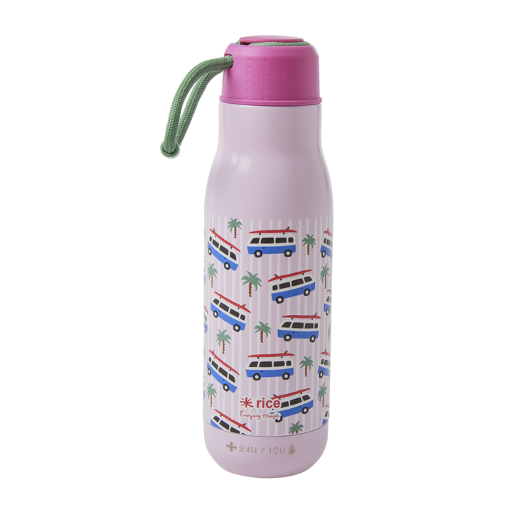 Stainless Steel Thermo Bottle | Pink Car Print - Rice By Rice