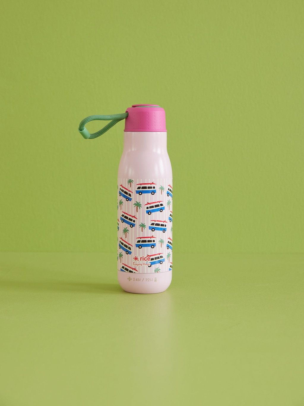 Stainless Steel Thermo Bottle | Pink Car Print - Rice By Rice