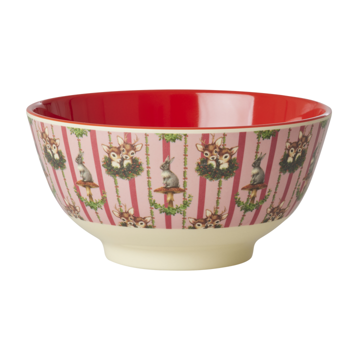 Melamine Bowl with Sweet Forest Christmas Print - Medium - Rice By Rice