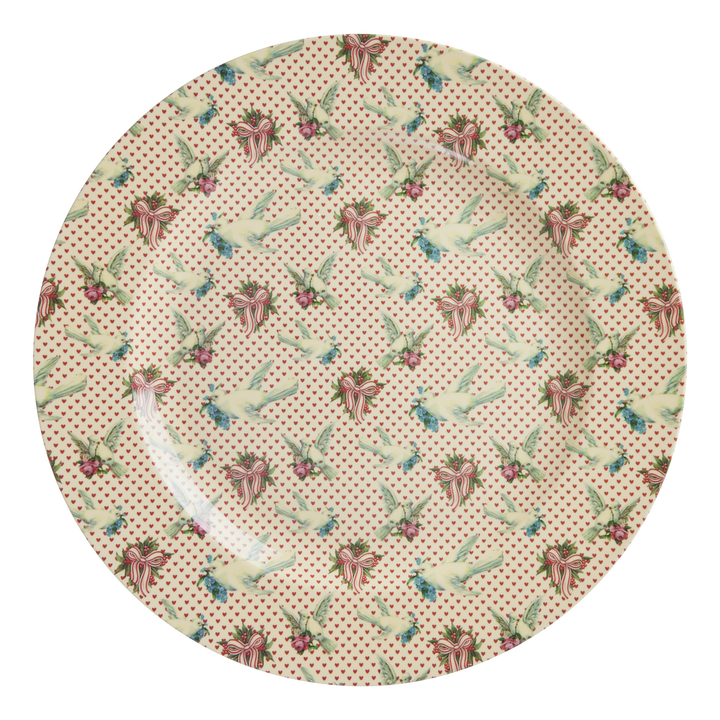 Melamine Lunch Plate | Christmas Dove Print - Rice By Rice