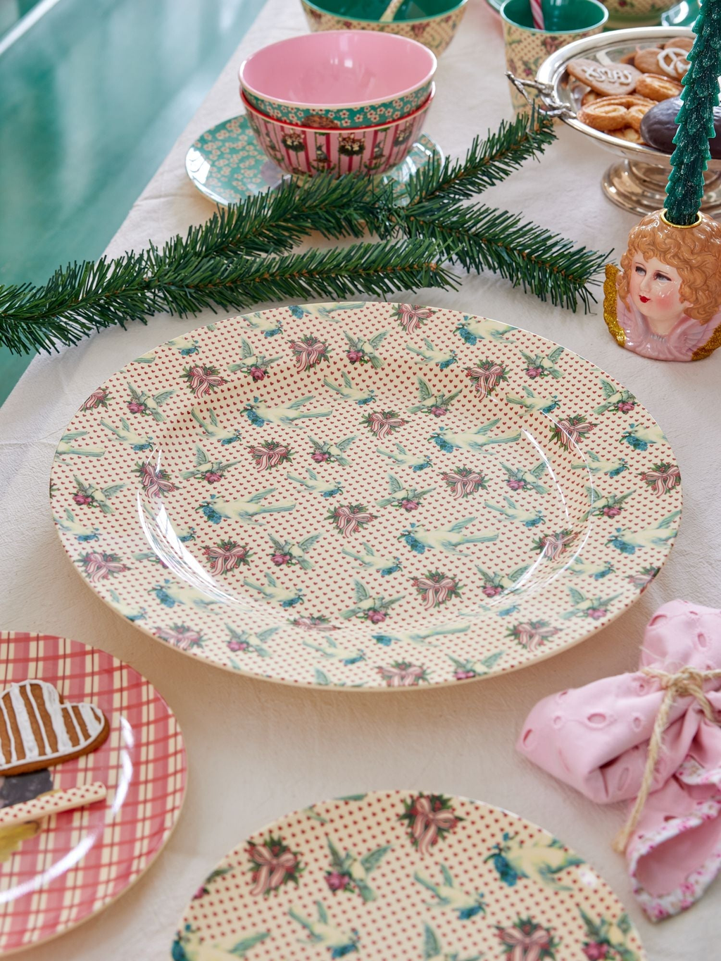 Melamine Lunch Plate | Christmas Dove Print - Rice By Rice