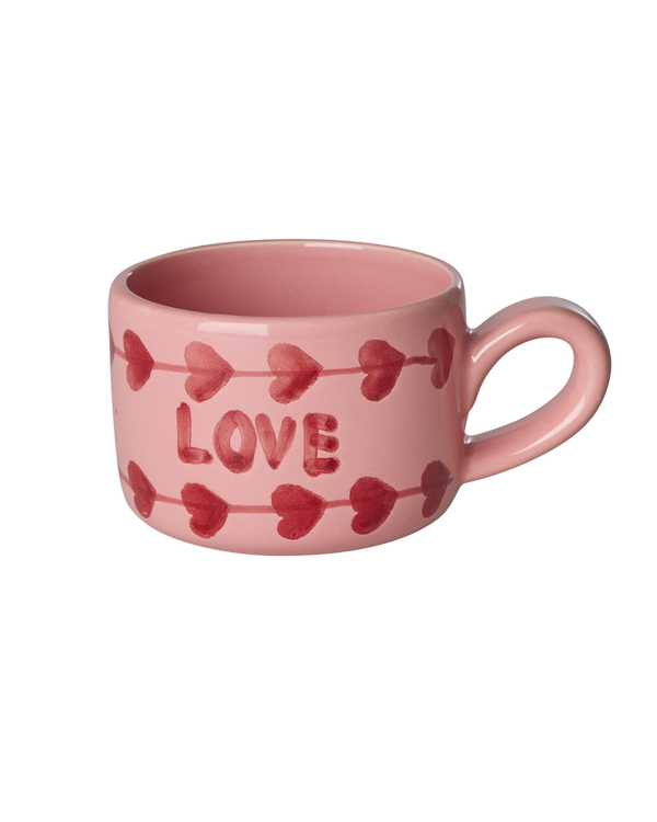 Ceramic Cappuccino Cup with Hand Painted Love - 6.7 oz - Rice By Rice