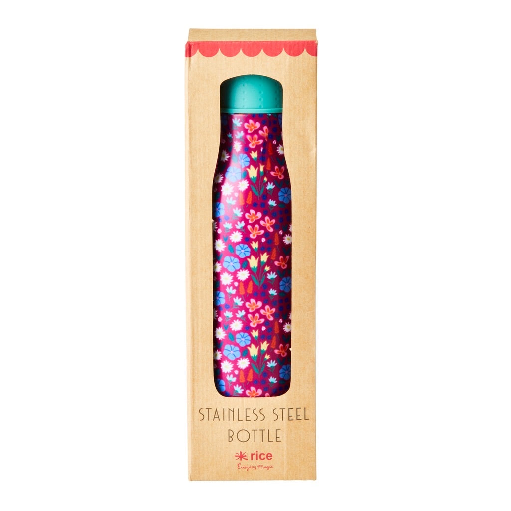 Stainless Steel Thermo Bottle | Poppies Print - Rice By Rice