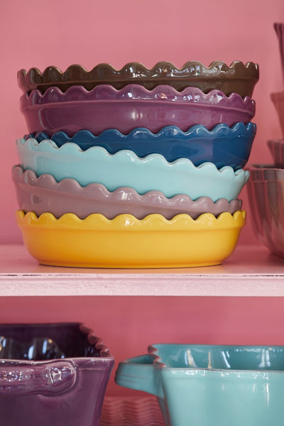 Round Small Stoneware Oven Dish | Purple - Rice By Rice