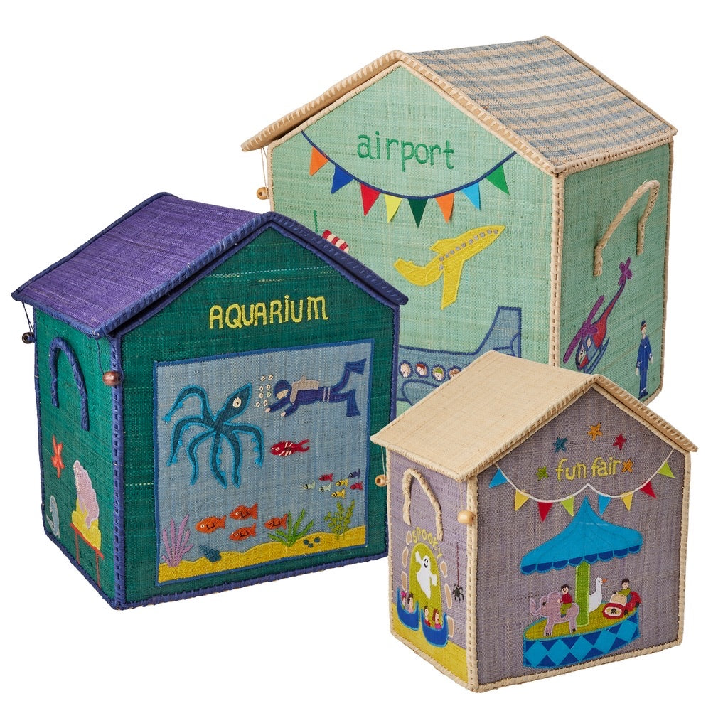 Medium Raffia Storage House Vacation Theme - Rice By Rice