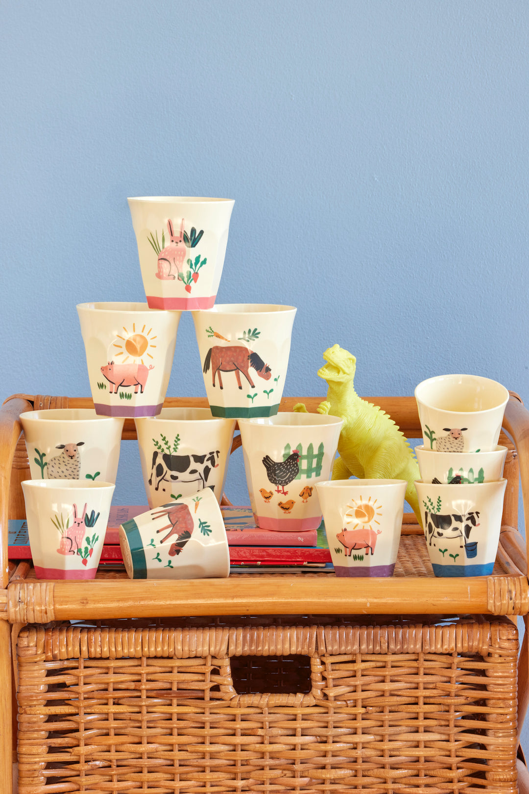 Melamine Kids Cups in Pink Farm Prints - Medium - 6 pcs. in Gift Box - Rice By Rice