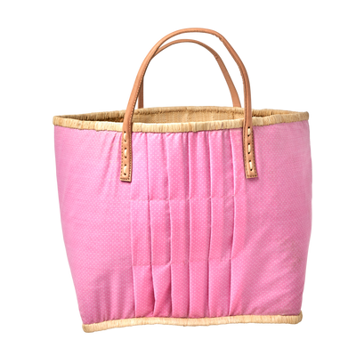 Large Raffia Shopping Bag - Pink - Rice By Rice