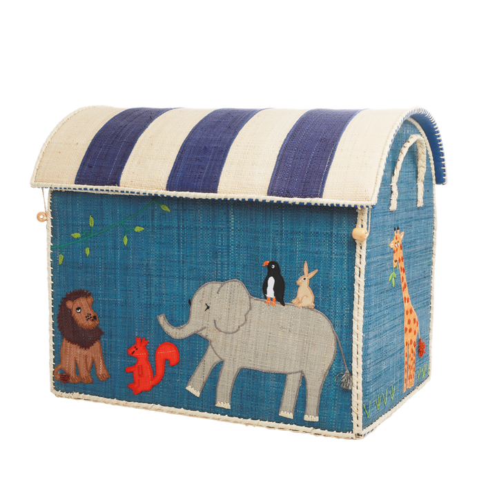 Raffia Storage Baskets Set with Animal Theme - Set of Three - Rice By Rice