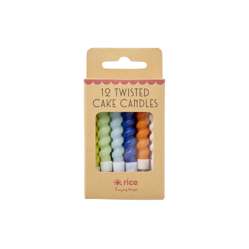 12 Twisted Candles - Blue/Green/Yellow/Orange shades - Rice By Rice