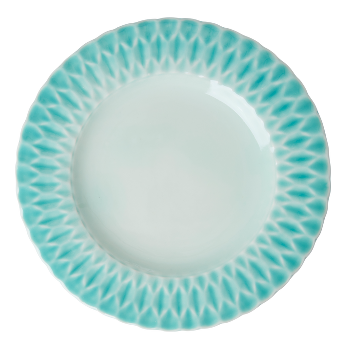 Ceramic Dinner Plate - Aqua. Set of 6 plates - Rice By Rice