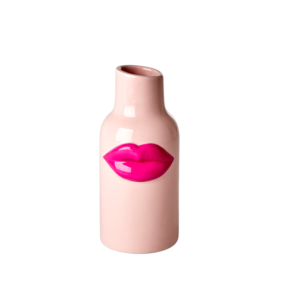 Ceramic Vase with Fuchsia Lips - Small - Rice By Rice