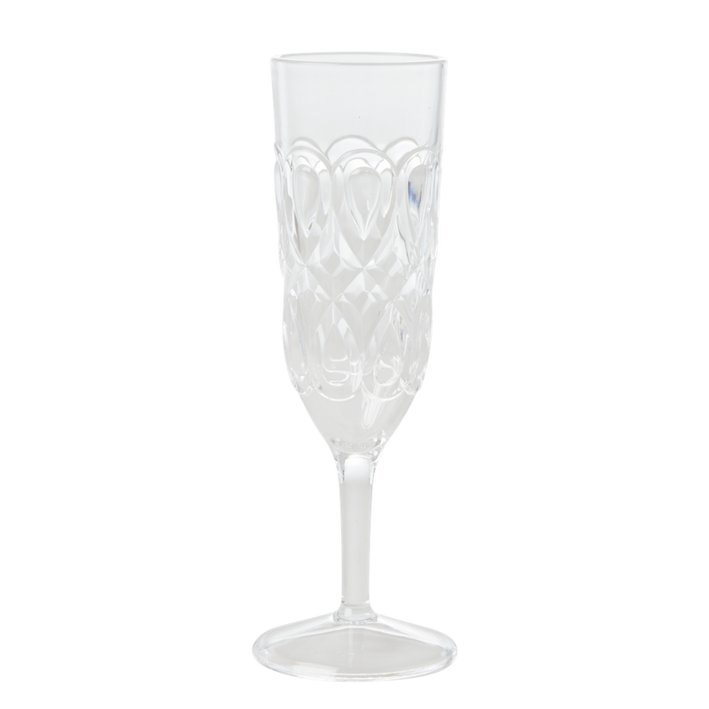 Acrylic Champagne Glass with Swirly Embossed Detail - Clear - Rice By Rice