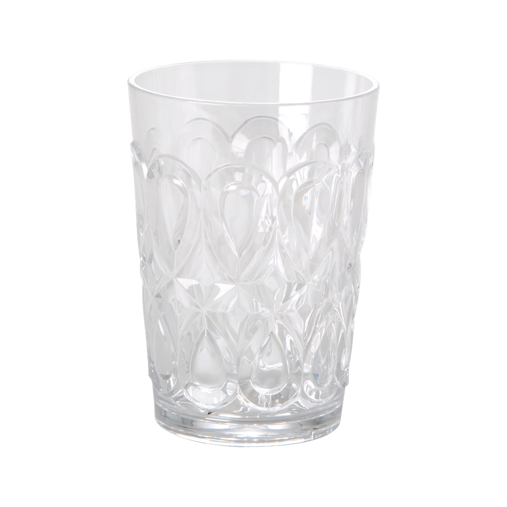 Acrylic Tumbler Glass with Swirly Embossed Detail - Clear - Rice By Rice