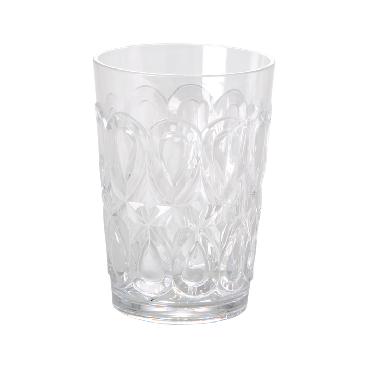 Acrylic Tumbler Glass with Swirly Embossed Detail - Clear - Rice By Rice