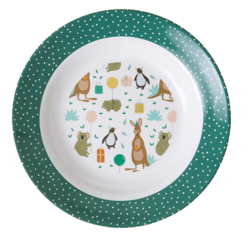 Melamine Kids Bowl | Green Party Animal Print - Rice By Rice